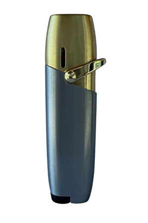 PremiumQuality Tek Torch Pürmüz Gümüş Metal Puro Çakmağı