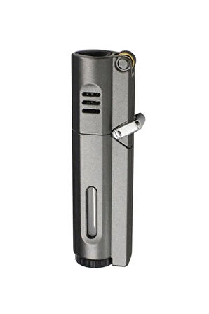 PremiumQuality Parlak Gunmetal 3 Torch Pürmüz Metal Puro Çakmağı