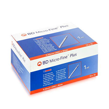 BD Micro-Fine Plus 1 ml Enjektör | 30G × 8 mm | Steril | Tek Kullanımlık | 100’lü Kutu