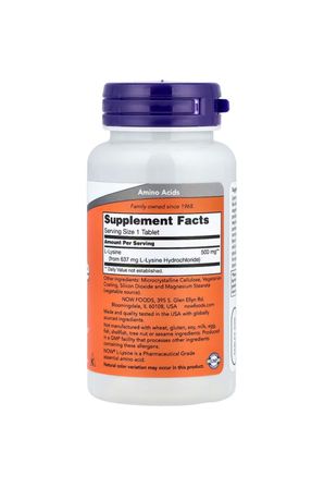 Now Foods L-Lysine 500 mg 100 Tablets