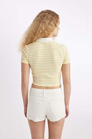 DeFacto Fitted Polo Yaka Fitilli Kaşkorse Kısa Kollu Tişört A0380AX24SMYL155