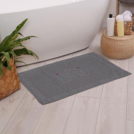 Homedius Banyo Çiçekli Pamuklu Ayak Havlusu 50x70cm 