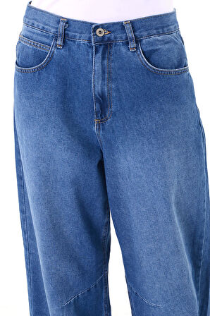 Kadın Mavi Yüksek Bel Baggy Jeans