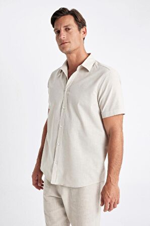DeFacto Regular Fit Yazlık Polo Yaka Pamuklu Basic Düz Kısa Kollu Gömlek D1057AX24SMBG106