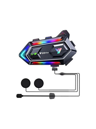 Y20 Max Motosiklet Bluetooth 5.3 Kask Intercom 2 Kişi 300 Metre Eşleşme Özellikli IPX6 Su Geçirmez Kask Kulaklık Çift Telefon Destekli 