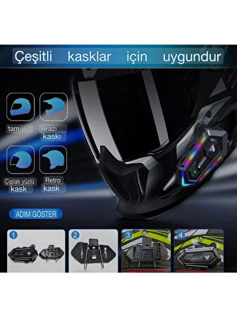 Y20 Max Motosiklet Bluetooth 5.3 Kask Intercom 2 Kişi 300 Metre Eşleşme Özellikli IPX6 Su Geçirmez Kask Kulaklık Çift Telefon Destekli 