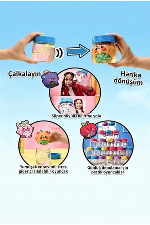Magic Jellykins Süpriz Peluş Oyuncak Squishy Kavanozu Sukuşi Su Ekle Çalkala Keşfet Bilind Box Koleksiyon Sihirli Kavanoz