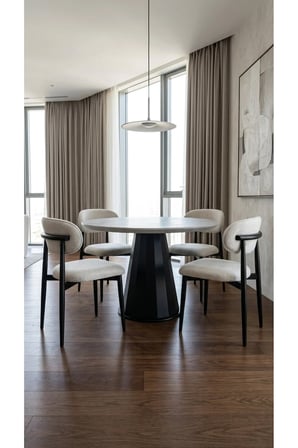 Eloria Serisi 4 Kişilik Yemek Masası Takımı 110x110 Cm – Metal Ayaklı | 1. Sınıf MDF Tabla