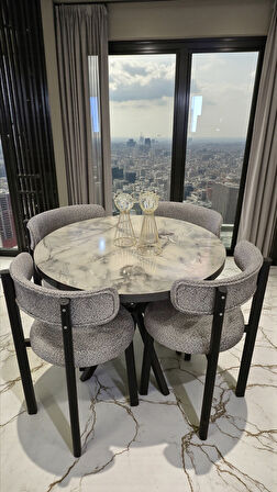 Mars Serisi 4’lü Sandalyeli Yuvarlak Yemek Masası Takımı