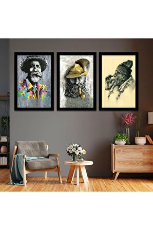 Gümüş Aynalı Pleksi Çerçeveli Malikül Mülk Dini Üçlü Mdf Tablo Seti