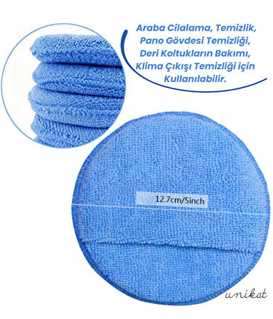 Mikrofiber Wax Pedi Pasta Cila ve Torpido Parlatma Temizleme Aplikatörü Mavi 5 Adet