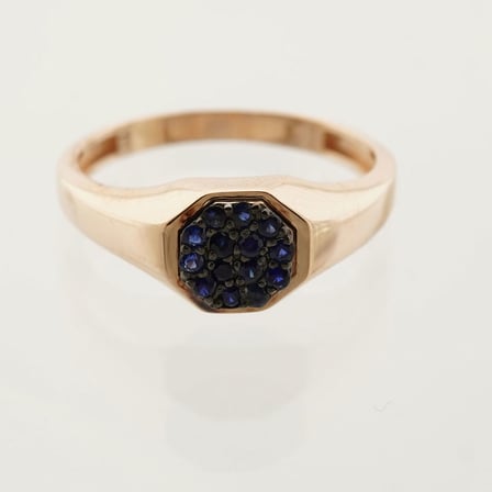Sekizgen Doğal Safir 14 Ayar Altın Yüzük - Rose Gold