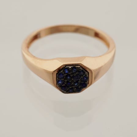 Sekizgen Doğal Safir 14 Ayar Altın Yüzük - Rose Gold