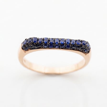 Kavisli Doğal Safir 14 Ayar Altın Yüzük - Rose Gold