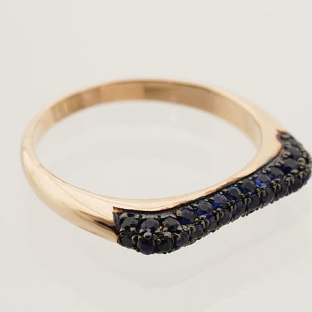 Kavisli Doğal Safir 14 Ayar Altın Yüzük - Rose Gold