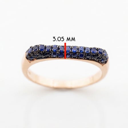 Kavisli Doğal Safir 14 Ayar Altın Yüzük - Rose Gold