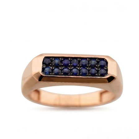 Dikdörtgen Doğal Safir 14 Ayar Altın Yüzük - Rose Gold