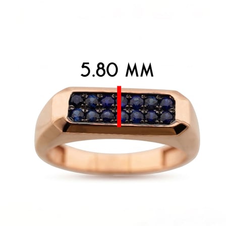 Dikdörtgen Doğal Safir 14 Ayar Altın Yüzük - Rose Gold