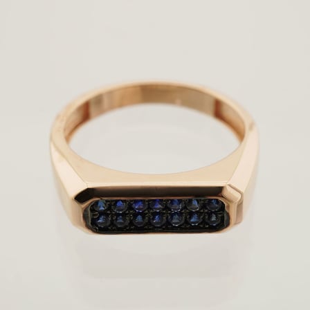 Dikdörtgen Doğal Safir 14 Ayar Altın Yüzük - Rose Gold