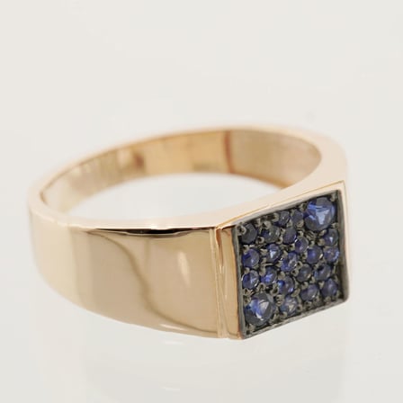 Kare Doğal Safir 14 Ayar Altın Yüzük - Rose Gold