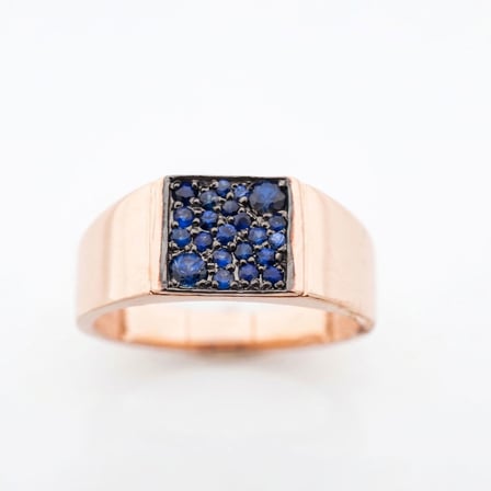 Kare Doğal Safir 14 Ayar Altın Yüzük - Rose Gold