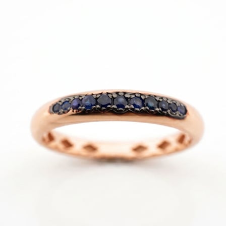 Yarım Tur Süzme Doğal Safir Yüzük - Rose Gold