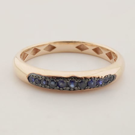 Yarım Tur Süzme Doğal Safir Yüzük - Rose Gold