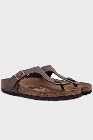 Birkenstock Gizeh Regularf Fit Rahat Kalıp Kahve Unisex Mantar Deri Terlik