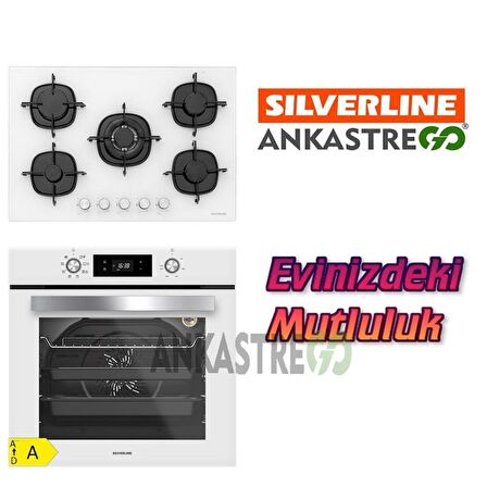 Silverline BO6504W01 - CS5365W01 Beyaz Cam 2’li Ankastre Set