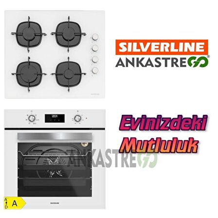 Silverline BO6502W02 - CS5335W01 Beyaz Cam Ankastre Set