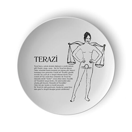 Terazi Burcu Porselen Tabak