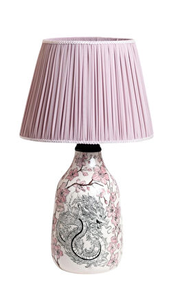 Zenith/Ejderha Ve Sakura desenli Seramik Abajur