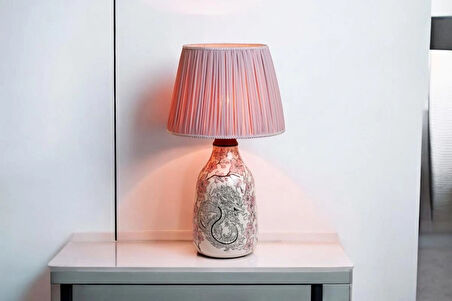 Zenith/Ejderha Ve Sakura desenli Seramik Abajur