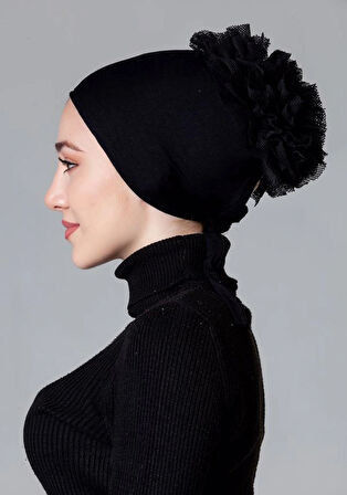 Siyah Likralı Fırfırlı Kaymayan Bone ( Kaymaz )