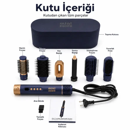 Mini More Professional 6 In 1 Airstyler Hava Üflemeli Saç Şekille