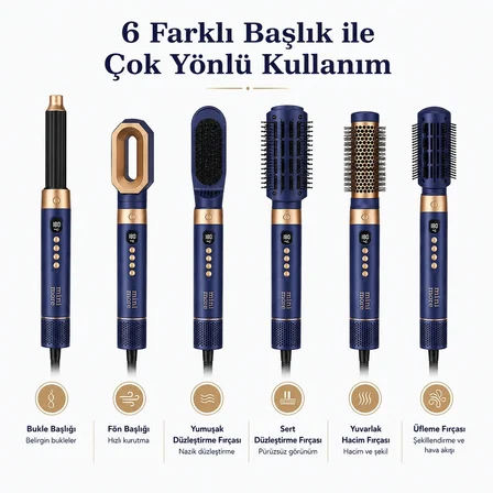 Mini More Professional 6 In 1 Airstyler Hava Üflemeli Saç Şekille