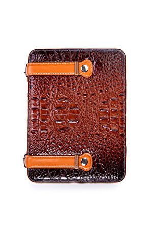 PQ Çakmak Kesicili XXL Kahverengi-Siyah Kilit Mekanizmalı Deri Puro Taşıma Çantası