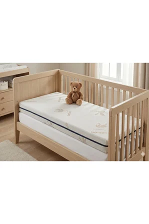 10Cm Süngerli Bebek Çocuk Beşik Yatağı Bambu 60x120 Yıkanabilir Kılıflı Park Yatak Oyun Parkı