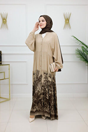 Kadın Tesettür Elbise, Düğmeli Elbise