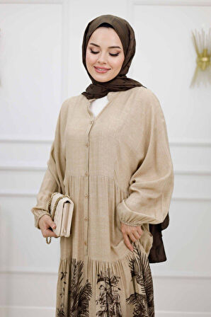 Kadın Tesettür Elbise, Düğmeli Elbise