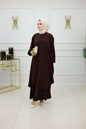 Kadın Tesettür Pantolonlu Takım 2'Li Takım Tunik & Pantolon