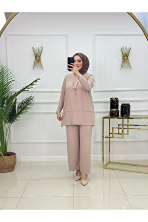 Kadın Tesettür Pantolonlu Takım 2'Li Tunik & Pantolon Takımı