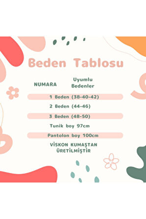Kadın Tesettür Takım Çiçek Desenli 2'Li Pantolon Tunik Takımı