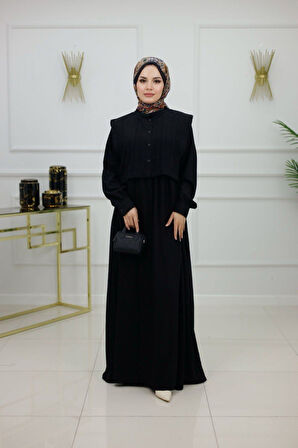 Kadın Tesettür Elbise 2'Li Yelek & Elbise