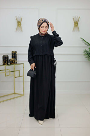 Kadın Tesettür Elbise 2'Li Yelek & Elbise