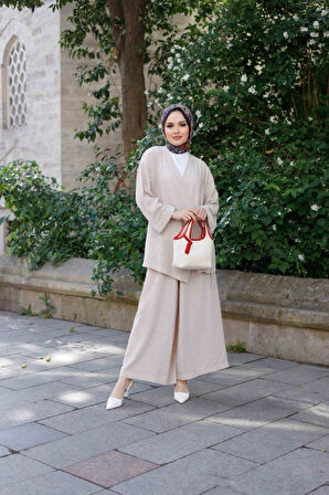 Kadın Tesettür Takım 2'Li Kimono & Pantolon Takımı