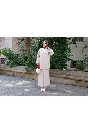 Kadın Tesettür Takım 2'Li Kimono & Pantolon Takımı