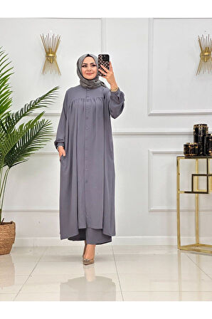 Kadın Tesettür Takım 2'li Uzun Tunik & Pantolon Takımı