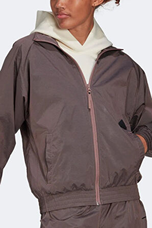 Adidas Women's New Woven Full Zip TT Jacket Kadın Bol Kesim Dokuma Spor Ceket Gül Kurusu