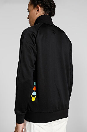 Puma X Pokemon T7 Ful Zip Jacket Erkek Pokemon Grafikli Spor Ceket Siyah